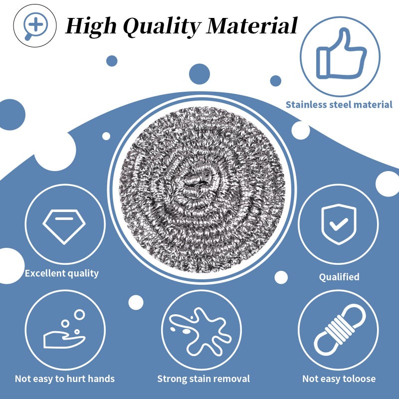 GUEICN Stainless Steel Scrubber Scrubbing Scouring Pad Sponges Clean Pot Pan and Steel Wool for Kitchen Bathroom - Image 3